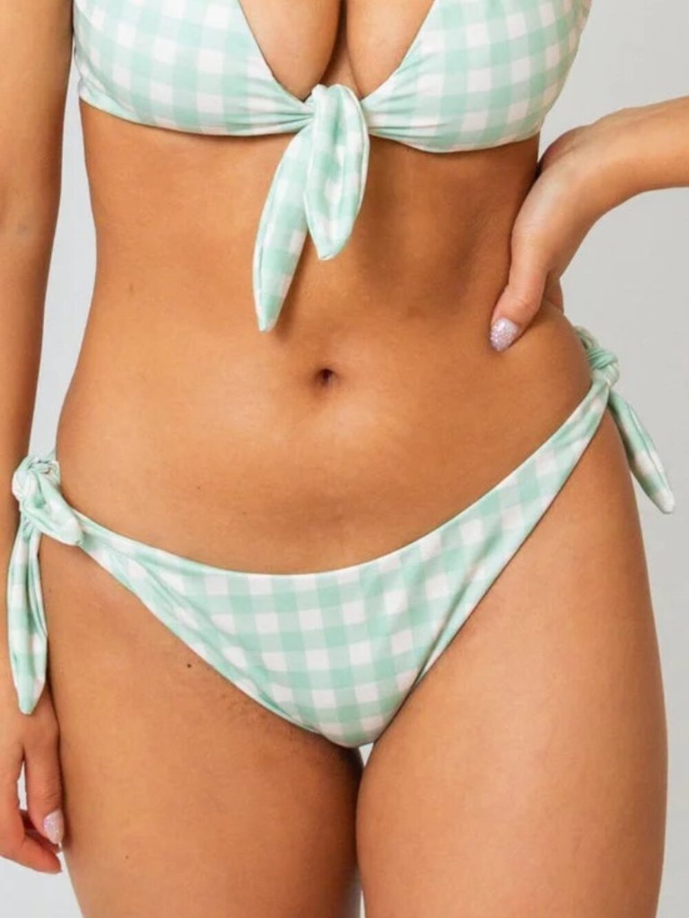 Kitty & Vibe Mint Gingham Swim Bottoms
